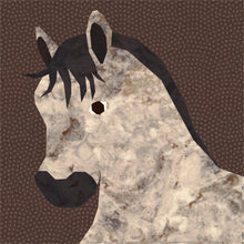 Load image into Gallery viewer, Giddy Up, Horse, Foundation Paper Piecing Pattern (FPP Pattern), Quilt Block, 4 sizes
