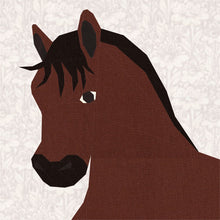 Load image into Gallery viewer, Giddy Up, Horse, Foundation Paper Piecing Pattern (FPP Pattern), Quilt Block, 4 sizes