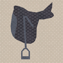 Load image into Gallery viewer, Saddle Up, Horse Riding, Foundation Paper Piecing Pattern (FPP Pattern), Quilt Block, 4 sizes