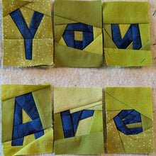 Load image into Gallery viewer, Funky Lowercase Alphabet, Foundation Paper Piecing Pattern (FPP Pattern), Quilt Block, 2 sizes