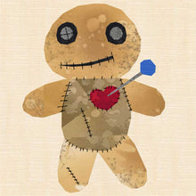 Load image into Gallery viewer, Voodoo Doll, Witchcraft, Foundation Paper Piecing Pattern (FPP Pattern), Quilt Block, 4 sizes
