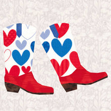 Load image into Gallery viewer, Boot Scootin', Cowboy Boots, Line Dancing, Foundation Paper Piecing Pattern (FPP), Quilt Block, 4 sizes