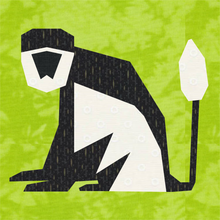 Load image into Gallery viewer, Colobus Monkey, Foundation Paper Piecing Pattern (FPP Pattern), Quilt Block, 4 sizes
