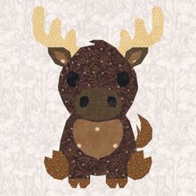 Load image into Gallery viewer, Moose on the Loose, Foundation Paper Piecing Pattern (FPP Pattern), Quilt Block, 4 sizes