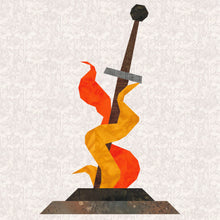 Load image into Gallery viewer, Blazing Sword, Foundation Paper Piecing Pattern (FPP), Quilt Block, 4 sizes