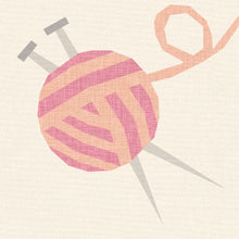Load image into Gallery viewer, Knitting Needles & Ball of Yarn, Craft Notions, Foundation Paper Piecing Pattern (FPP), Quilt Block, PDF Pattern, 4 Sizes