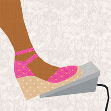Load image into Gallery viewer, Sewing in Espadrilles, Sewing Machine Foot Pedal, Foundation Paper Piecing Pattern (FPP Pattern), Quilt Block, 4 Sizes