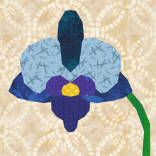Load image into Gallery viewer, Vanda Orchid, Flower, Foundation Paper Piecing Pattern (FPP Pattern), Quilt Block, 4 sizes