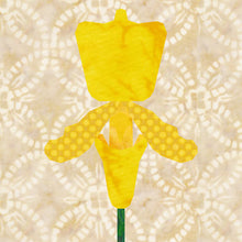 Load image into Gallery viewer, Slipper Orchid, Flower, Foundation Paper Piecing Pattern (FPP Pattern), Quilt Block, 4 sizes