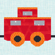 Load image into Gallery viewer, Choo Choo Train, Foundation Paper Piecing Pattern (FPP Pattern), Quilt Block, 4 Patterns included each in 4 sizes