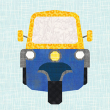 Load image into Gallery viewer, Tuk Tuk, Rickshaw, Foundation Paper Piecing Pattern (FPP Pattern), Quilt Block, 4 sizes