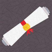 Load image into Gallery viewer, Graduation Scroll, Foundation Paper Piecing Pattern (FPP), Quilt Block, 4 sizes