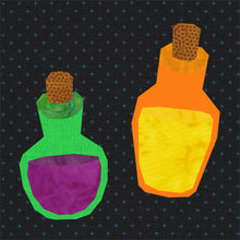 Load image into Gallery viewer, Lotions and Potions, Witchcraft, Foundation Paper Piecing Pattern (FPP Pattern), Quilt Block, 4 sizes