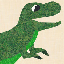 Load image into Gallery viewer, Dino the Dinosaur, Foundation Paper Piecing Pattern (FPP Pattern), Quilt Block, 4 sizes