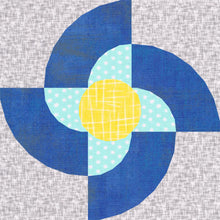 Load image into Gallery viewer, Spinning Top, Foundation Paper Piecing Pattern (FPP Pattern), Quilt Block, 4 sizes