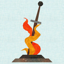 Load image into Gallery viewer, Blazing Sword, Foundation Paper Piecing Pattern (FPP), Quilt Block, 4 sizes