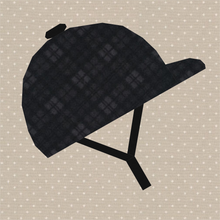 Load image into Gallery viewer, Horse Riding Helmets, Foundation Paper Piecing Pattern (FPP Pattern), Quilt Block, 3 patterns, 4 sizes each