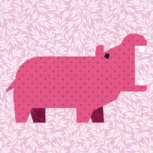 Load image into Gallery viewer, Hippo, Foundation Paper Piecing Pattern (FPP Pattern), Quilt Block, 4 sizes
