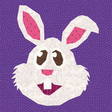 Load image into Gallery viewer, Bugsy, Rabbit, Foundation Paper Piecing Pattern (FPP Pattern), Quilt Block, 4 sizes