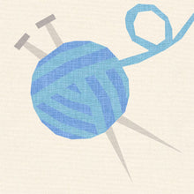 Load image into Gallery viewer, Knitting Needles & Ball of Yarn, Craft Notions, Foundation Paper Piecing Pattern (FPP), Quilt Block, PDF Pattern, 4 Sizes