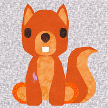 Load image into Gallery viewer, Cyril the Squirrel, Foundation Paper Piecing Pattern (FPP Pattern), Quilt Block, 4 sizes