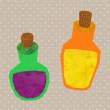 Load image into Gallery viewer, Lotions and Potions, Witchcraft, Foundation Paper Piecing Pattern (FPP Pattern), Quilt Block, 4 sizes