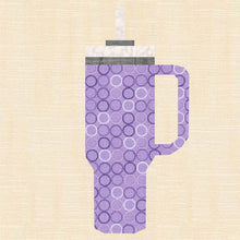 Load image into Gallery viewer, On the Go, Travel Cup! Foundation Paper Piecing Pattern (FPP Pattern), Quilt Block, 4 sizes included