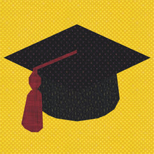 Load image into Gallery viewer, Graduation Cap, Foundation Paper Piecing Pattern (FPP), Quilt Block, 4 sizes