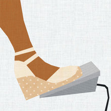 Load image into Gallery viewer, Sewing in Espadrilles, Sewing Machine Foot Pedal, Foundation Paper Piecing Pattern (FPP Pattern), Quilt Block, 4 Sizes