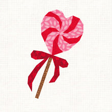 Load image into Gallery viewer, Love Heart Lollipop, Foundation Paper Piecing, FPP Pattern, 3 sizes