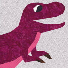 Load image into Gallery viewer, Dino the Dinosaur, Foundation Paper Piecing Pattern (FPP Pattern), Quilt Block, 4 sizes
