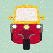 Load image into Gallery viewer, Tuk Tuk, Rickshaw, Foundation Paper Piecing Pattern (FPP Pattern), Quilt Block, 4 sizes