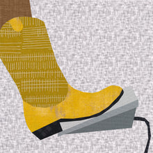 Load image into Gallery viewer, Sewing in Cowboy Boots, Sewing Machine Foot Pedal, Foundation Paper Piecing Pattern (FPP Pattern), Quilt Block, 4 Sizes