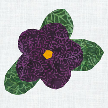 Load image into Gallery viewer, African Violet, Flower, Foundation Paper Piecing Pattern (FPP Pattern), Quilt Block, 4 sizes