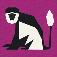 Load image into Gallery viewer, Colobus Monkey, Foundation Paper Piecing Pattern (FPP Pattern), Quilt Block, 4 sizes