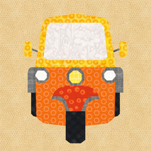 Load image into Gallery viewer, Tuk Tuk, Rickshaw, Foundation Paper Piecing Pattern (FPP Pattern), Quilt Block, 4 sizes