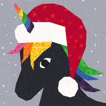 Load image into Gallery viewer, Unicorn Christmas, Foundation Paper Piecing Pattern (FPP Pattern), Quilt Block, 4 Sizes Included