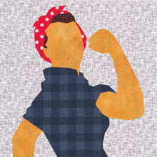 Load image into Gallery viewer, We Can Do It, Rosie the Riveter, Foundation Paper Piecing Pattern (FPP Pattern), Quilt Block, 4 sizes