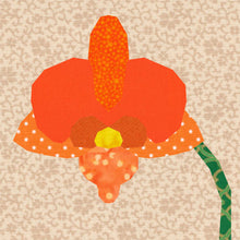 Load image into Gallery viewer, Vanda Orchid, Flower, Foundation Paper Piecing Pattern (FPP Pattern), Quilt Block, 4 sizes