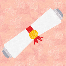 Load image into Gallery viewer, Graduation Scroll, Foundation Paper Piecing Pattern (FPP), Quilt Block, 4 sizes