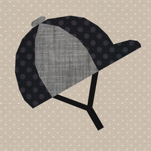 Load image into Gallery viewer, Horse Riding Helmets, Foundation Paper Piecing Pattern (FPP Pattern), Quilt Block, 3 patterns, 4 sizes each