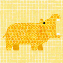 Load image into Gallery viewer, Hippo, Foundation Paper Piecing Pattern (FPP Pattern), Quilt Block, 4 sizes