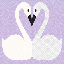 Load image into Gallery viewer, Swans, Foundation Paper Piecing Pattern (FPP Pattern), Quilt Block, 4 sizes