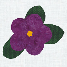 Load image into Gallery viewer, African Violet, Flower, Foundation Paper Piecing Pattern (FPP Pattern), Quilt Block, 4 sizes