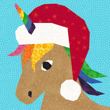 Load image into Gallery viewer, Unicorn Christmas, Foundation Paper Piecing Pattern (FPP Pattern), Quilt Block, 4 Sizes Included