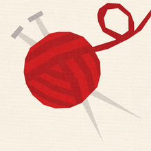 Load image into Gallery viewer, Knitting Needles & Ball of Yarn, Craft Notions, Foundation Paper Piecing Pattern (FPP), Quilt Block, PDF Pattern, 4 Sizes