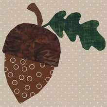 Load image into Gallery viewer, Acorn and Oak Leaf, Foundation Paper Piecing Pattern (FPP Pattern), Quilt Block, 4 sizes