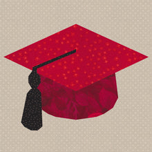 Load image into Gallery viewer, Graduation Cap, Foundation Paper Piecing Pattern (FPP), Quilt Block, 4 sizes