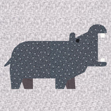 Load image into Gallery viewer, Hippo, Foundation Paper Piecing Pattern (FPP Pattern), Quilt Block, 4 sizes