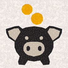 Load image into Gallery viewer, Piggy Bank, Foundation Paper Piecing Pattern (FPP), Quilt Block, 4 sizes